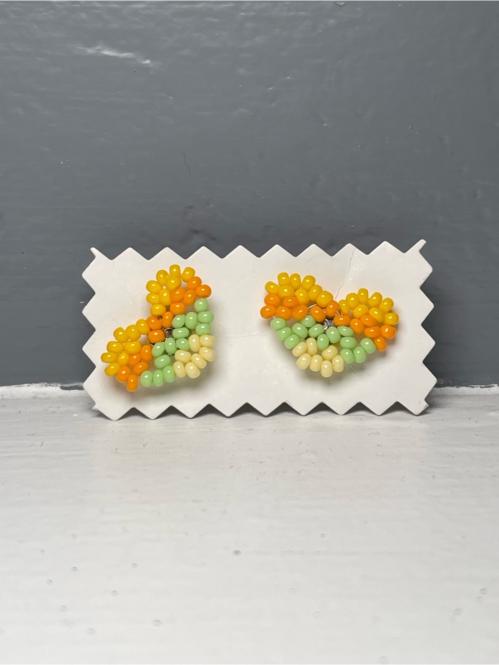 Huichol Beaded Heart Stud Earrings